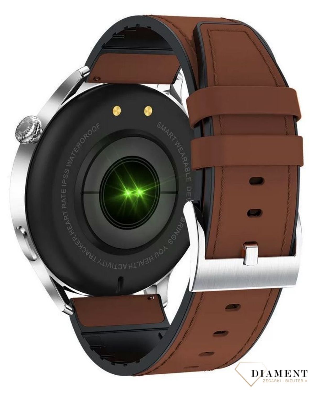 Smartwatch męski Garett skórzany brązowy pasek Men Elegance Jasny (2).jpg